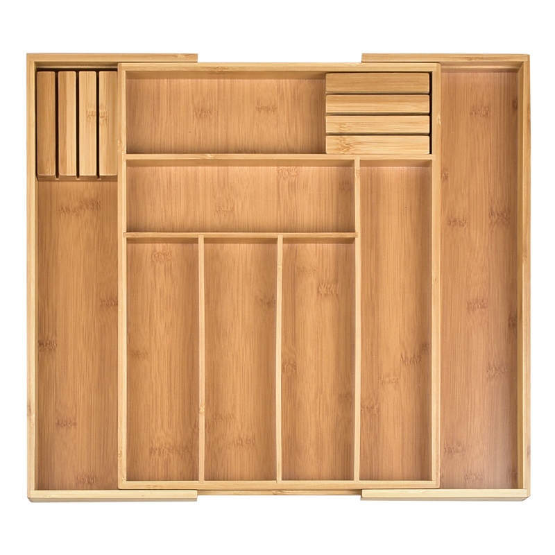 Bamboo Drawer Organizer with Knife Stand 3