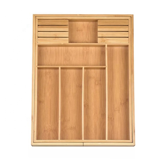 Bamboo Drawer Organizer with Knife Stand 4