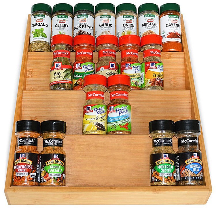 Bamboo Condiment Storage Rack 1