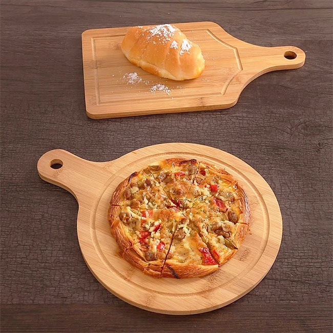 Round Handle Bamboo Pizza Board